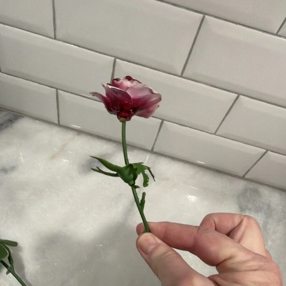7 Vtg Porcelain‎ Roses Italian Pink Red Antique